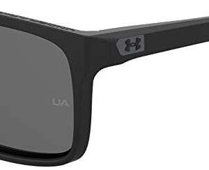 UA Hustle Rectangular Sunglasses, Matte Black Frame w/ Polarized Gray Lenses