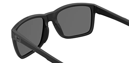 UA Hustle Rectangular Sunglasses, Matte Black Frame w/ Polarized Gray Lenses