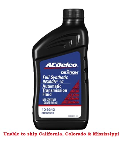 ACDelco 109243 Dexron-VI Full Synthetic Automatic Transmission Fluid 1 Quart (6 Pack)