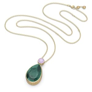 SWAROVSKI Chroma Pendant Necklace, Dual-sided Green and Lilac Drop-Cut Crystals with a Gold-Tone Finish Chain, Part of the Chroma Collection