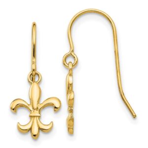 14k fleur de lis dangle earrings qye1677