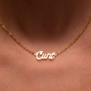 kink ink Cunt Necklace Gold Plated Stainless Steel Chain for Sexy Kinky Adults