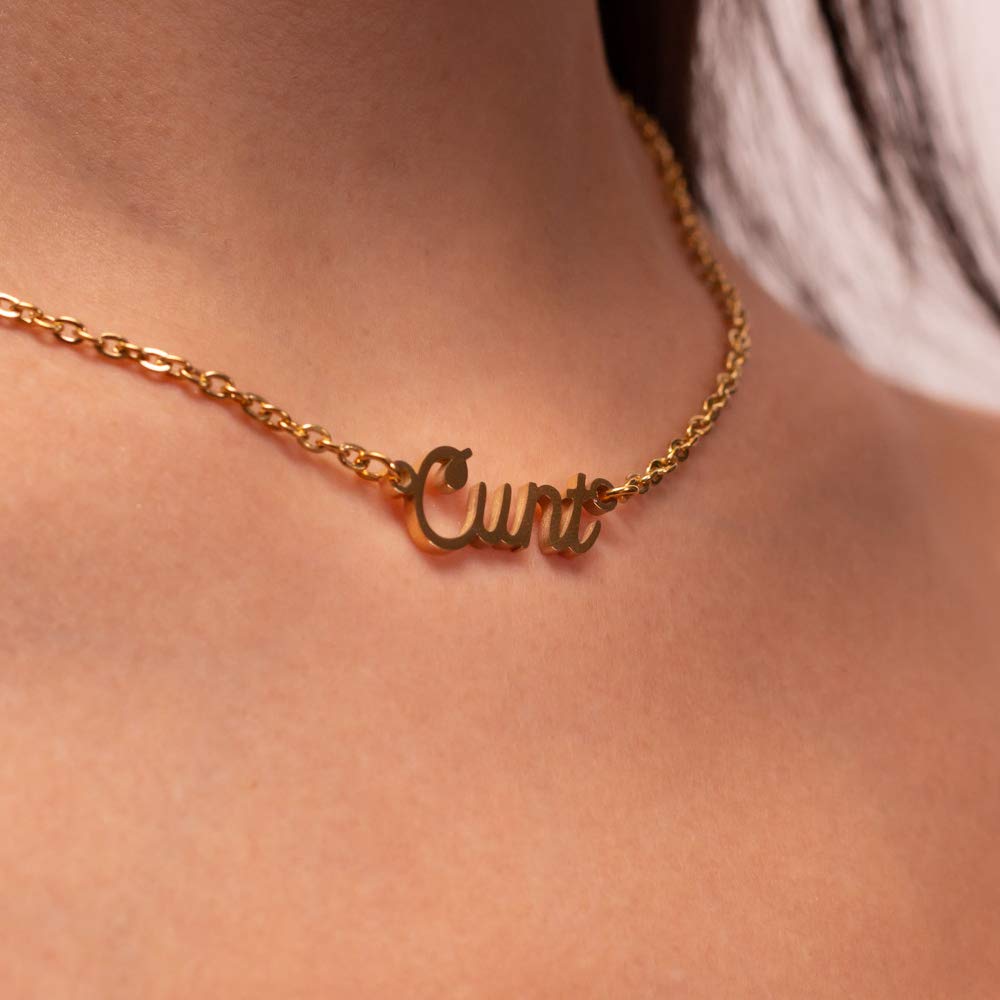 kink ink Cunt Necklace Gold Plated Stainless Steel Chain for Sexy Kinky Adults