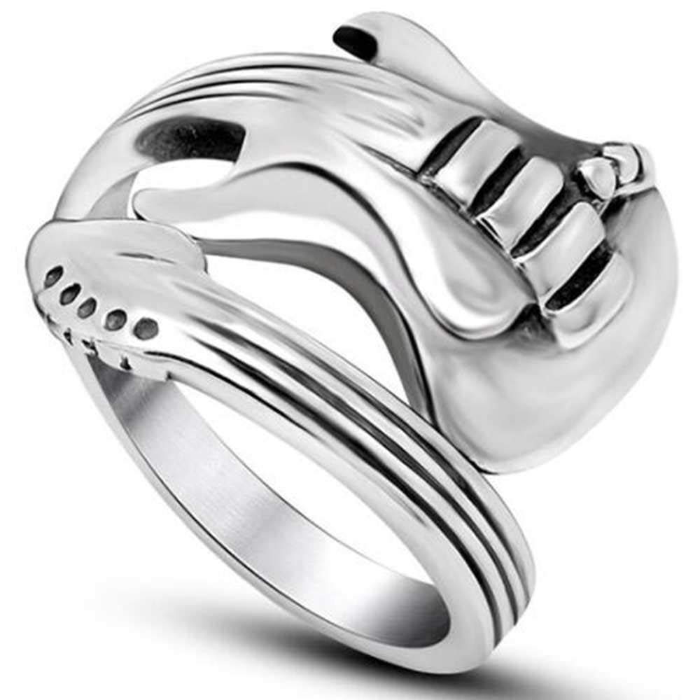 Jude Jewelers Stainless Steel Guitar Style Music Concert Cocktail Party Evening School Graduation Ring (Silver, 6)