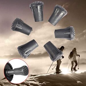 VGEBY Walking Stick Ends, 6Pcs Replacement Outdoor Trekking Hiking Pole Tip End Walking Stick Hat Cover Protector Asphalt Tip Poles Rubber Tips For Trekking Poles Ski Pole Rubber