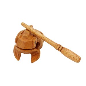 Flybloom Percussion Instruments Wooden Frog Natural Wood Musical Instrument.