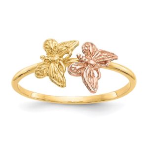 14k Two-Tone Polished Butterfly Ring QK5770