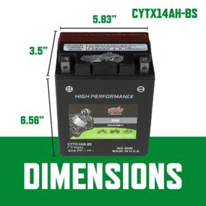 Interstate Batteries YTX14AH-BS 12V 12Ah Powersports Battery 210CCA High-Performance AGM Rechargeable Replacement for Kawasaki, Polaris, Yamaha ATVs, UTVs, Snowmobiles, Motorcycles (CYTX14AH-BS)