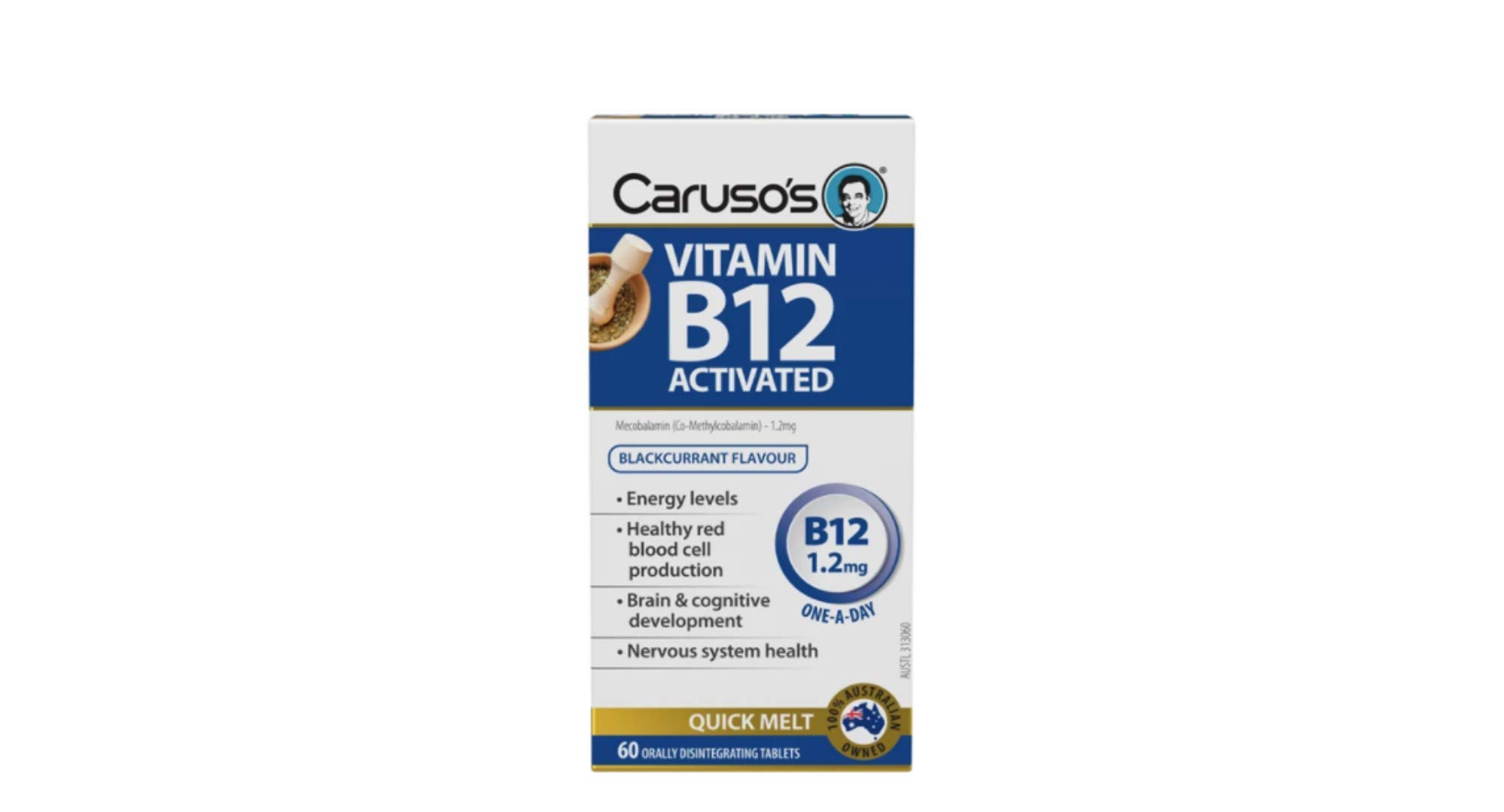 Carusos Vitamin B12 Activated 1200mcg 60 Orally Disintegrating Tablets (Quick Melt)