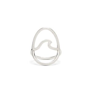 pura vida silver-plated statement large wave stackable ring - brass band, stylish design - size 6