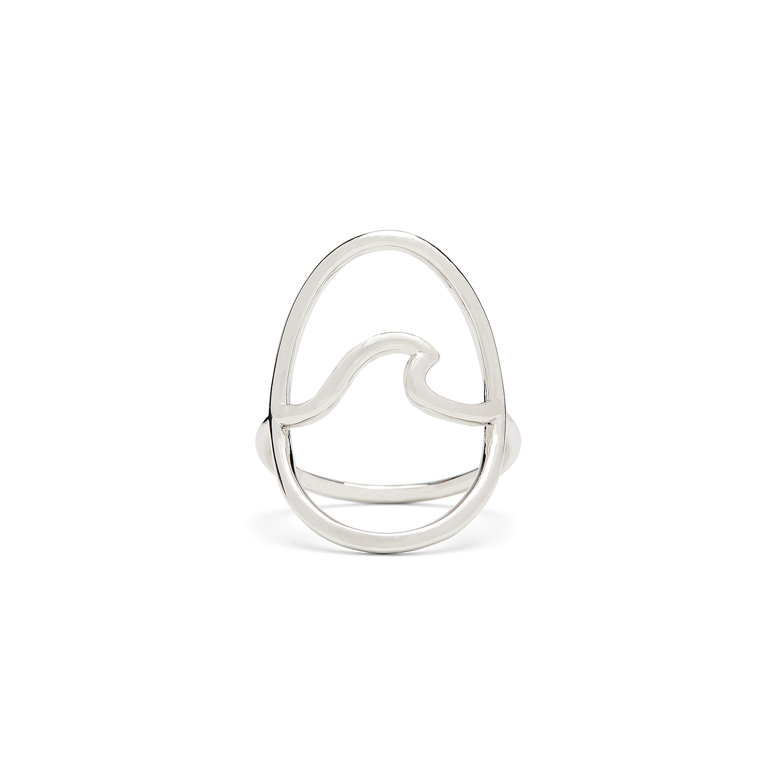 Pura Vida Silver-Plated Statement Large Wave Stackable Ring - Brass Band, Stylish Design - Size 6