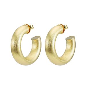 Sheila Fajl Small Chantal Thick Chunky Tube Lightweight Hoop Earrings for Women in Brushed 18k Gold Plated