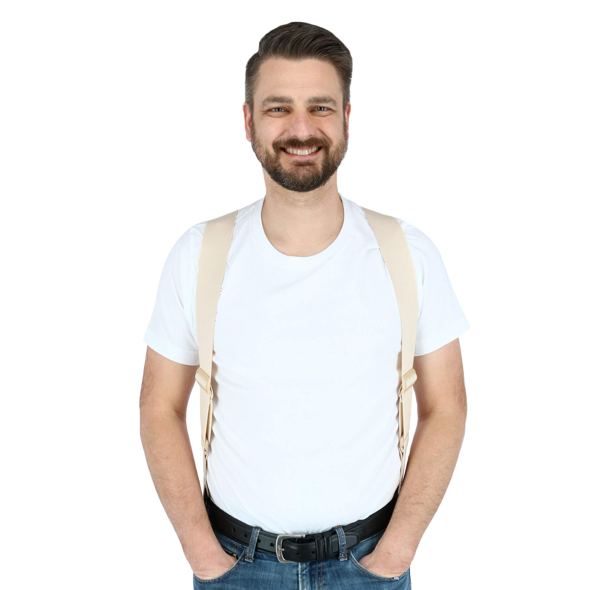 Perry Suspenders Men's Ultra Soft Undergarment Trucker Suspenders,Regular,Beige,Ps-ug200reg-bge-reg