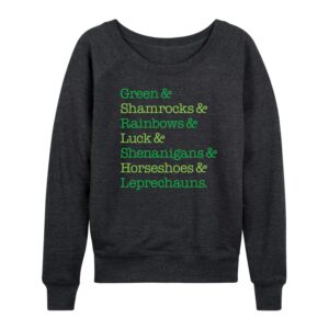 Instant Message - St Patricks Day List - Ladies French Terry Pullover - Size 2 X-Large Heather Charcoal