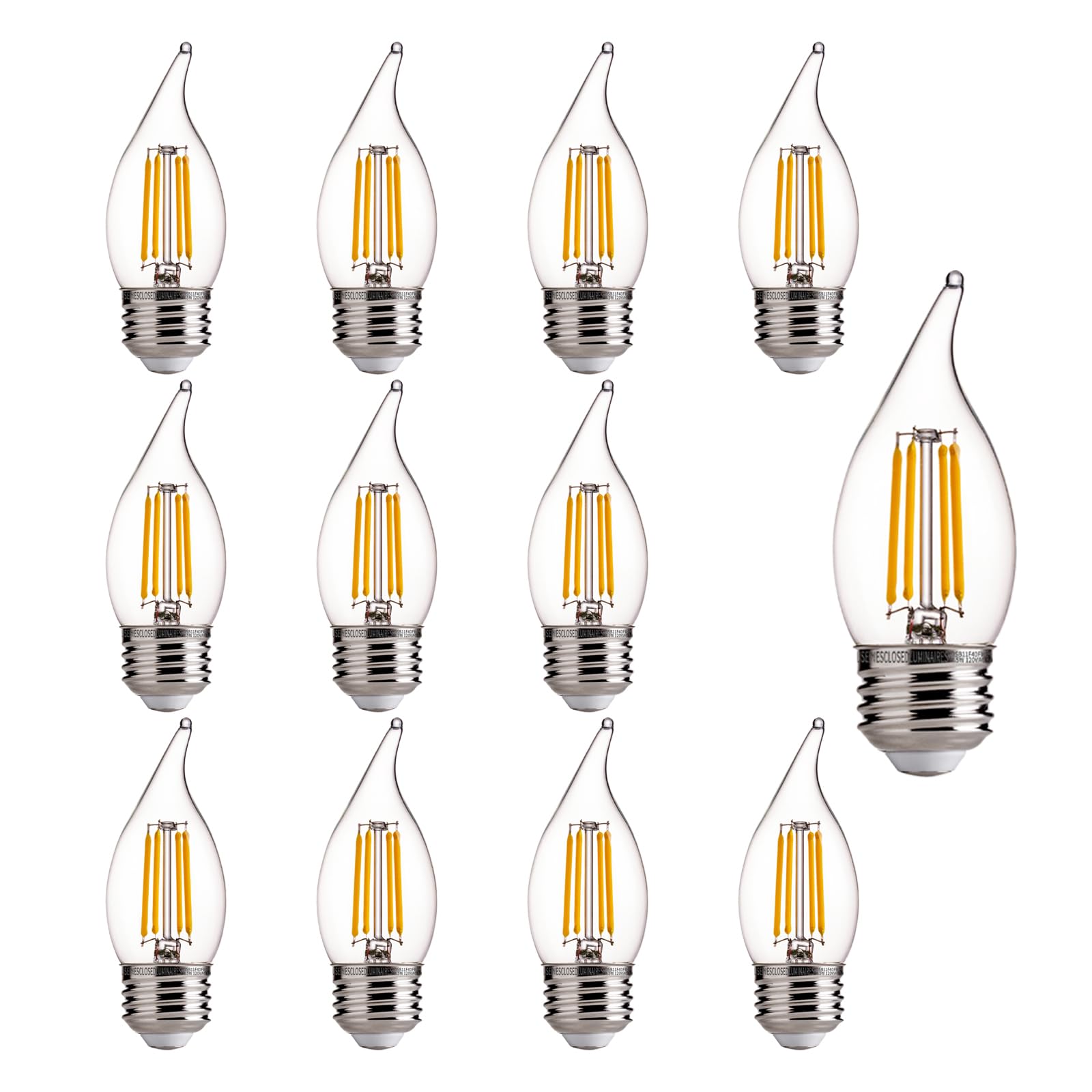 ALAMPEVER E26 LED Bulb 60W,Chandelier Light Bulbs 2700K Soft White,CA11 Candelabra LED Bulbs,450LM (12)