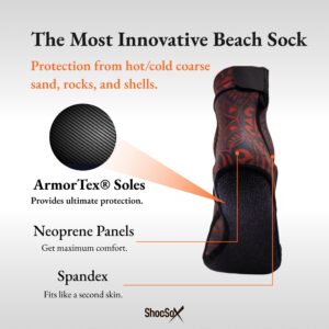 ShocSox ArmorTex® Beach Volleyball Socks and Sand Soccer Socks with ArmorTex® Soles Longest Lasting Beach Socks (US, Alpha, X-Large, Regular, Regular, Red Polynesian)