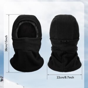 Winter Balaclava Hat Fleece Full Face Covering Scarf with Drawstring (Grey, Black, 2)