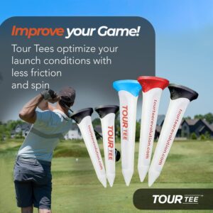 CMC Design Tour Tee Combo Pack - Frictionless Golf Tees for More Distance & Consistent Yards - Three 3.15” and Two 1.75” Golf Tees