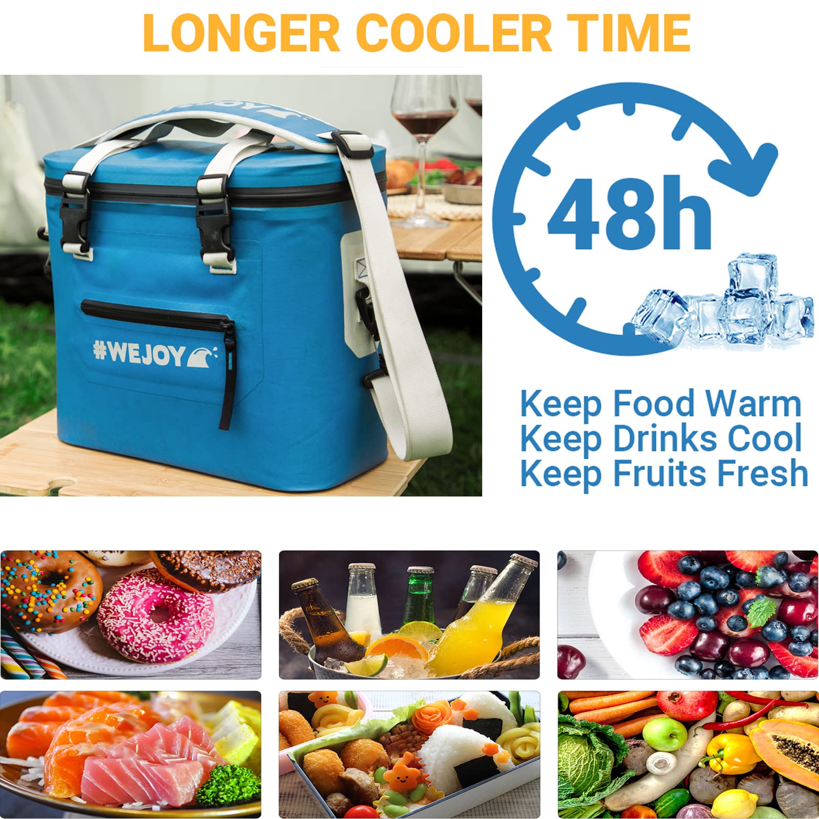 #WEJOY Insulated Camping Cooler Bag,12 Can,2 Days Ice Life, Portable Waterproof Camp Coolers Lunch Bag with Leakproof Zipper for Outdoor Beach, Picnic, Hiking, Fishing, Traveling,BBQ