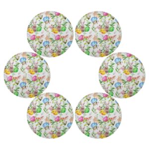 senya Easter Bunny Colored Eggs Round Placemats Set of 6 for Dining Table Heat Insulation Non-Slip Washable Place mats