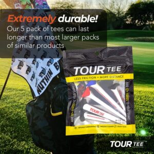 CMC Design Tour Tee Combo Pack - Frictionless Golf Tees for More Distance & Consistent Yards - Three 3.15” and Two 1.75” Golf Tees