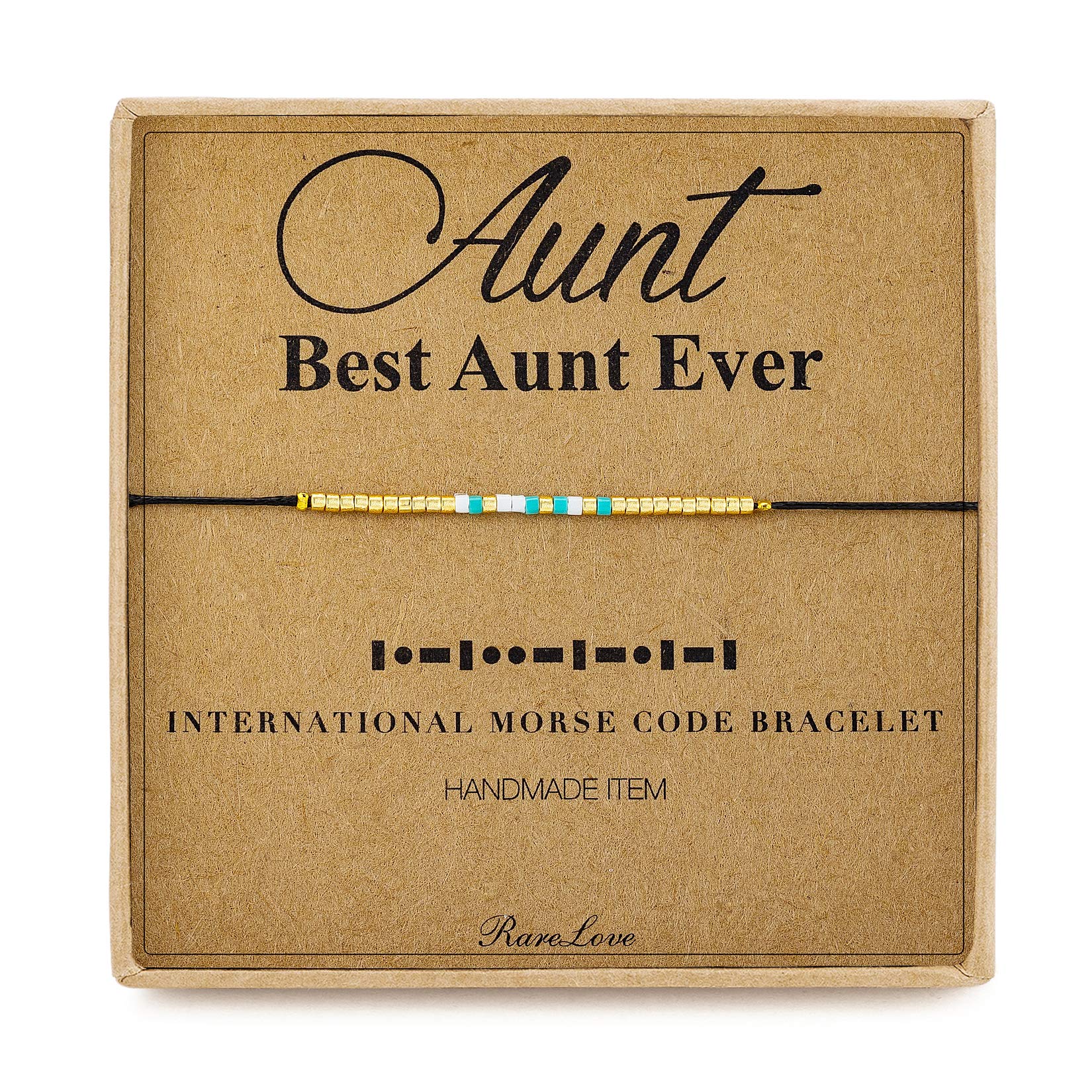 RareLove Best Aunt Ever Gifts Aunt Morse Code Beaded Bracelet Secret Message Jewelry Gift For Her, Waterproof Birthday Mothers Day Gifts for Aunts from Niece Nephew