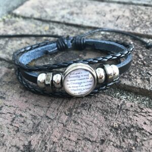 Serenity Prayer Leather Bracelet - Sobriety Gift for Men or Women - AA NA Gift Jewelry - Motivational Inspirational Addiction Recovery Gift - Sponsor or Sponsee Gift