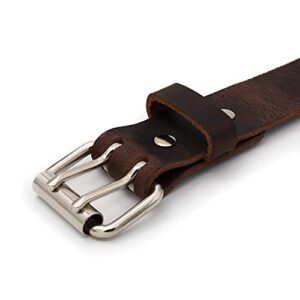 Double Down Leather Belt | Made in USA | Brown Leather Belt for Men | Two Prong Mens Work Belt | Size 36