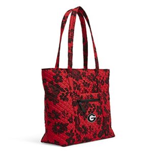 Vera Bradley Women's Cotton Collegiate Vera Tote Bag (Multiple Teams Available), University of Georgia Red/Black Rain Garden - Recycled Cotton, One Size