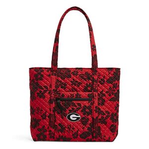 vera bradley women's cotton collegiate vera tote bag (multiple teams available), university of georgia red/black rain garden - recycled cotton, one size