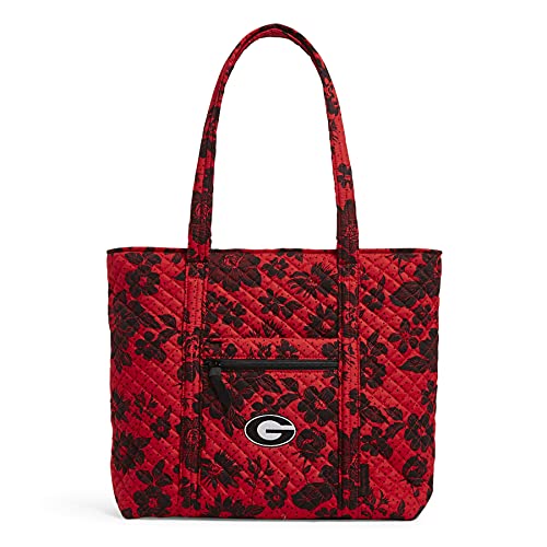 Vera Bradley Women's Cotton Collegiate Vera Tote Bag (Multiple Teams Available), University of Georgia Red/Black Rain Garden - Recycled Cotton, One Size