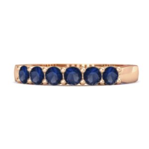 Shine Jewel Multi Choice Your Gemstone Richfeel Band Half Eternity 0.12 Cts 925 Sterling Silver Rose Gold Plated Stacking Ring (7, blue-sapphire)