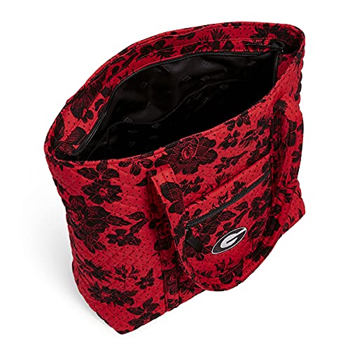 Vera Bradley Women's Cotton Collegiate Vera Tote Bag (Multiple Teams Available), University of Georgia Red/Black Rain Garden - Recycled Cotton, One Size