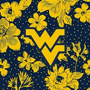 Vera Bradley Women's Cotton Collegiate Vera Tote Bag (Multiple Teams Available), West Virginia University Navy/Gold Rain Garden - Recycled Cotton, One Size