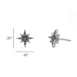 Boma Jewelry Sterling Silver Marcasite North Star Stud Earrings