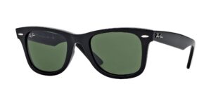 ray-ban rb2140 original wayfarer sunglasses + vision group accessories bundle,unisex-adult (black/crystal green (901), 50)