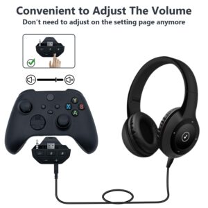 Mcbazel Headset Adapter for Xbox Series X/S, Stereo Headset Audio Adapter with Volume Adjustment for Xbox One with 3.5mm Jack Controllers/Xbox One S/Xbox Series X & S Controllers - Black