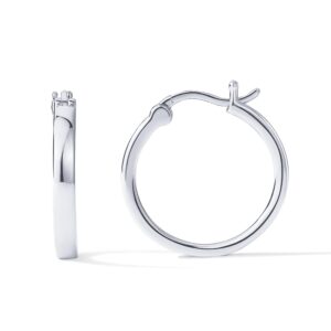 PAVOI 18K Gold Plated 925 Sterling Silver Post Lightweight Hoops | 20mm | Gold Hoop Earrings for Women (20.00, White Gold - Vermeil)