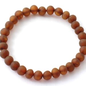 TipTopEco Baltic Amber Adult Stretch Bracelet - 7 Inches (18 cm) Long - Unpolished Honey Beads (Cognac, 7.9 inches)