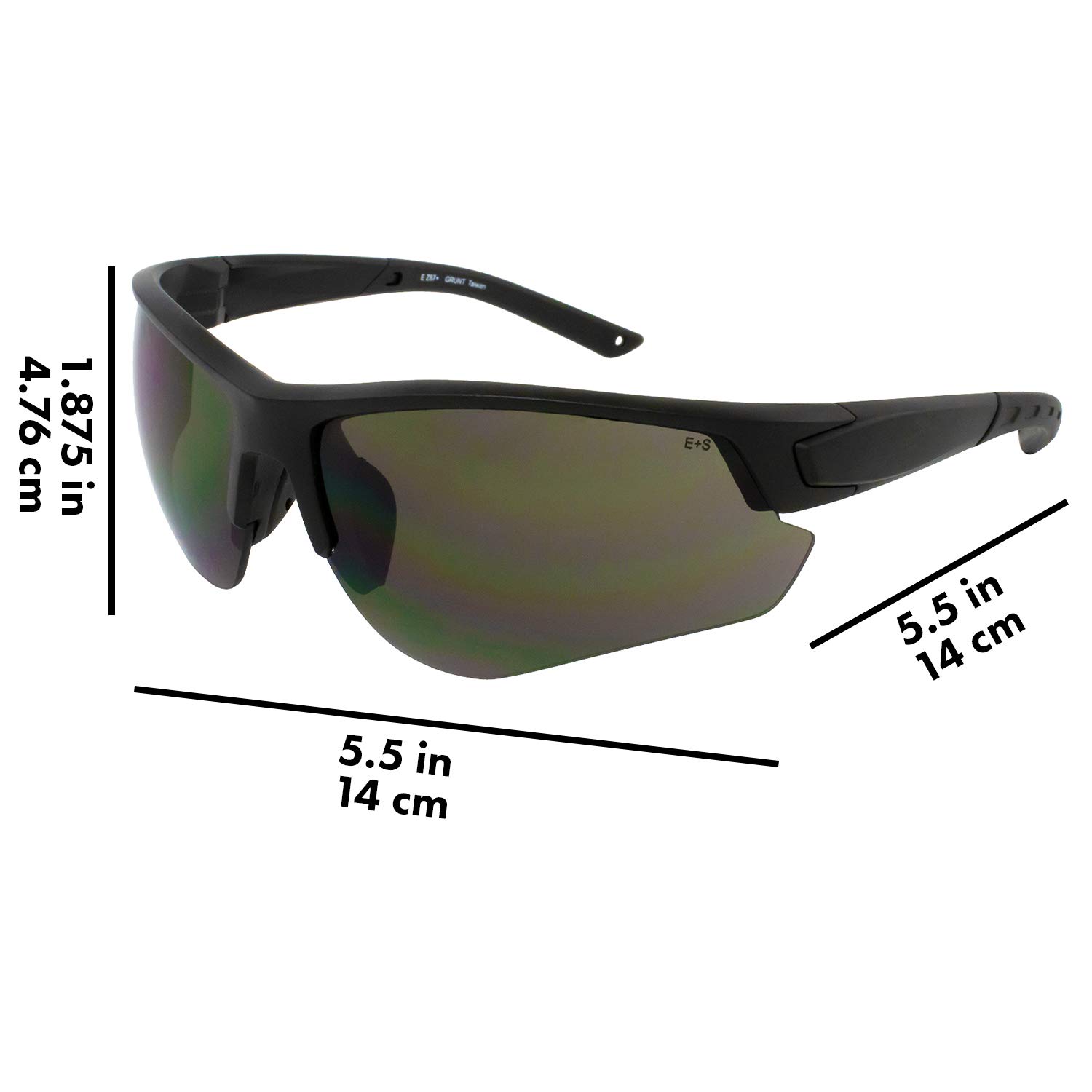 Epoch Eyewear Grunt Tactical Shooting Range Safety Sunglasses with Black Frames with Smoke Lenses