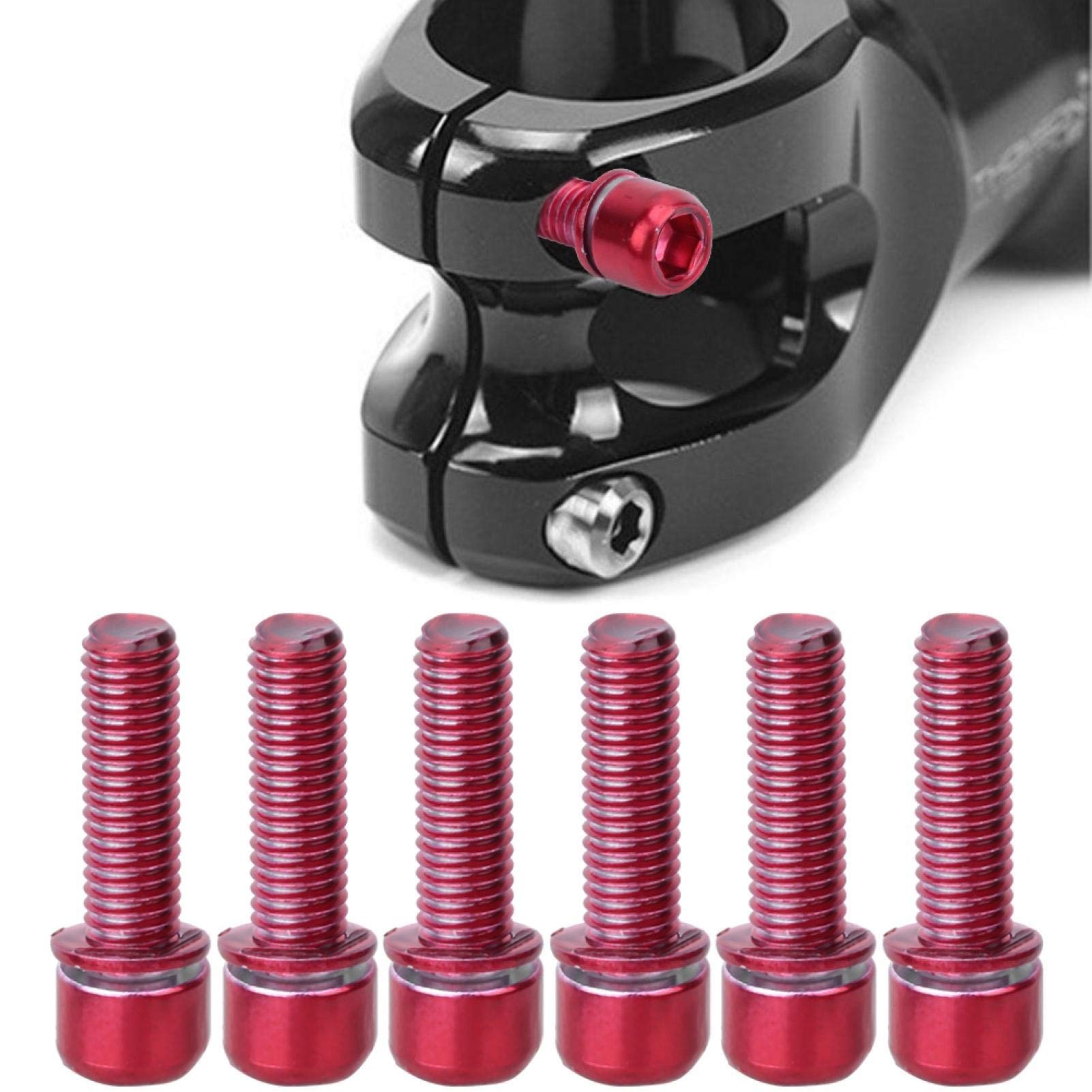 M5x18mm Stem Screw Bike Stem Bolt Bike Steering Handlebar Parts with Spacer(red)