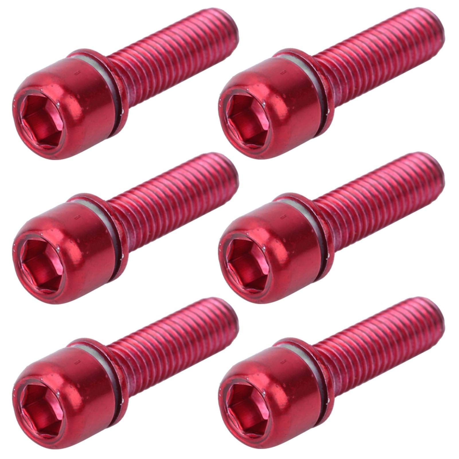 M5x18mm Stem Screw Bike Stem Bolt Bike Steering Handlebar Parts with Spacer(red)