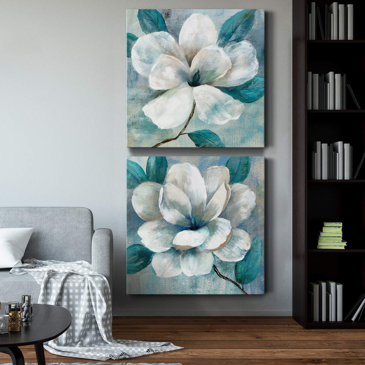 Renditions Gallery Teal Magnolia I Wall Art, Premium Gallery Wrapped Canvas Decor, Ready to Hang, 32 in H x 32 in W, Made in America Print