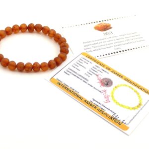 TipTopEco Baltic Amber Adult Stretch Bracelet - 7 Inches (18 cm) Long - Unpolished Honey Beads (Cognac, 7.9 inches)