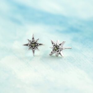 Boma Jewelry Sterling Silver Marcasite North Star Stud Earrings