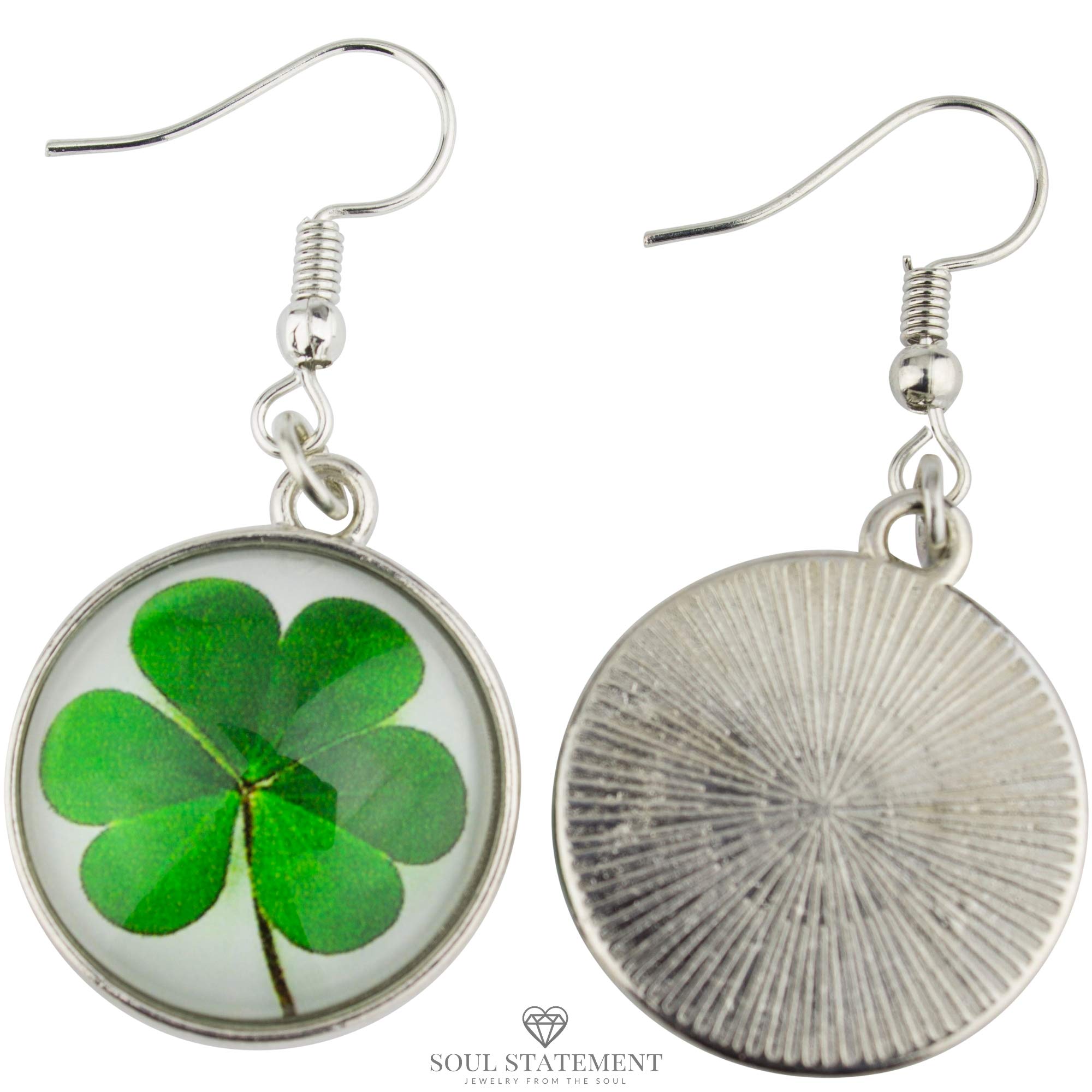 Soul Statement Clover Dangle Coin Earrings Shamrock St Patrick's Day Green Jewelry