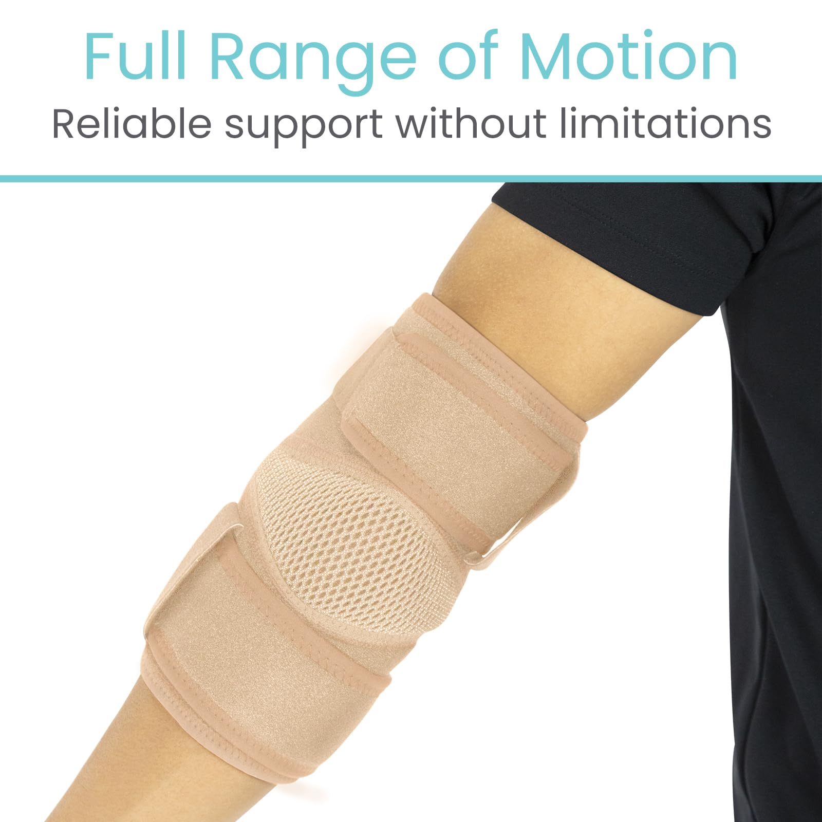 Vive Elbow Brace - Tennis Compression Sleeve - Wrap for Golfers, Bursitis, Left or Right Arm - Tendonitis Support Strap for Golf, Men and Women - Epicondylitis and Sports Recovery (Beige, Standard)