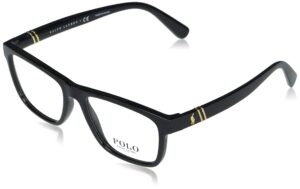 polo ralph lauren men's ph2230 semi-circular prescription eyewear frames, shiny black/demo lens, 56 mm