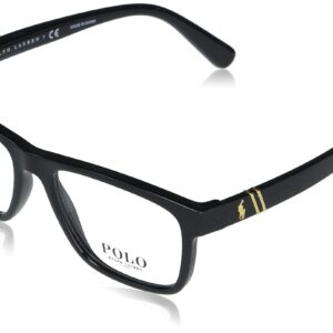 Polo Ralph Lauren Men's PH2230 Semi-Circular Prescription Eyewear Frames, Shiny Black/Demo Lens, 56 mm