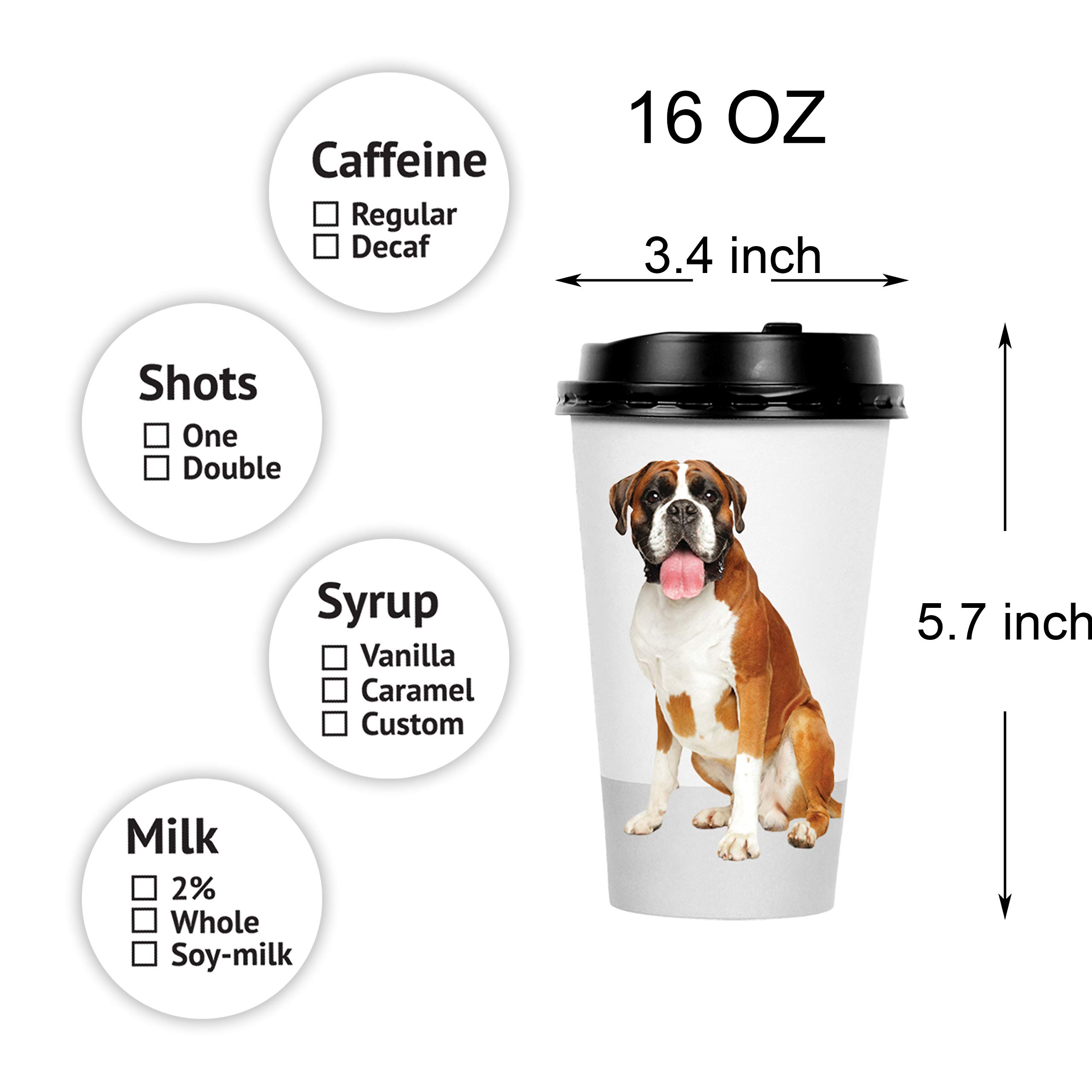 Youngever 72 Sets Disposable Coffee Cups with Lids, To Go Hot Coffee Cups, Durable Paper Cups with Lids (Dog Puppy Theme Design)